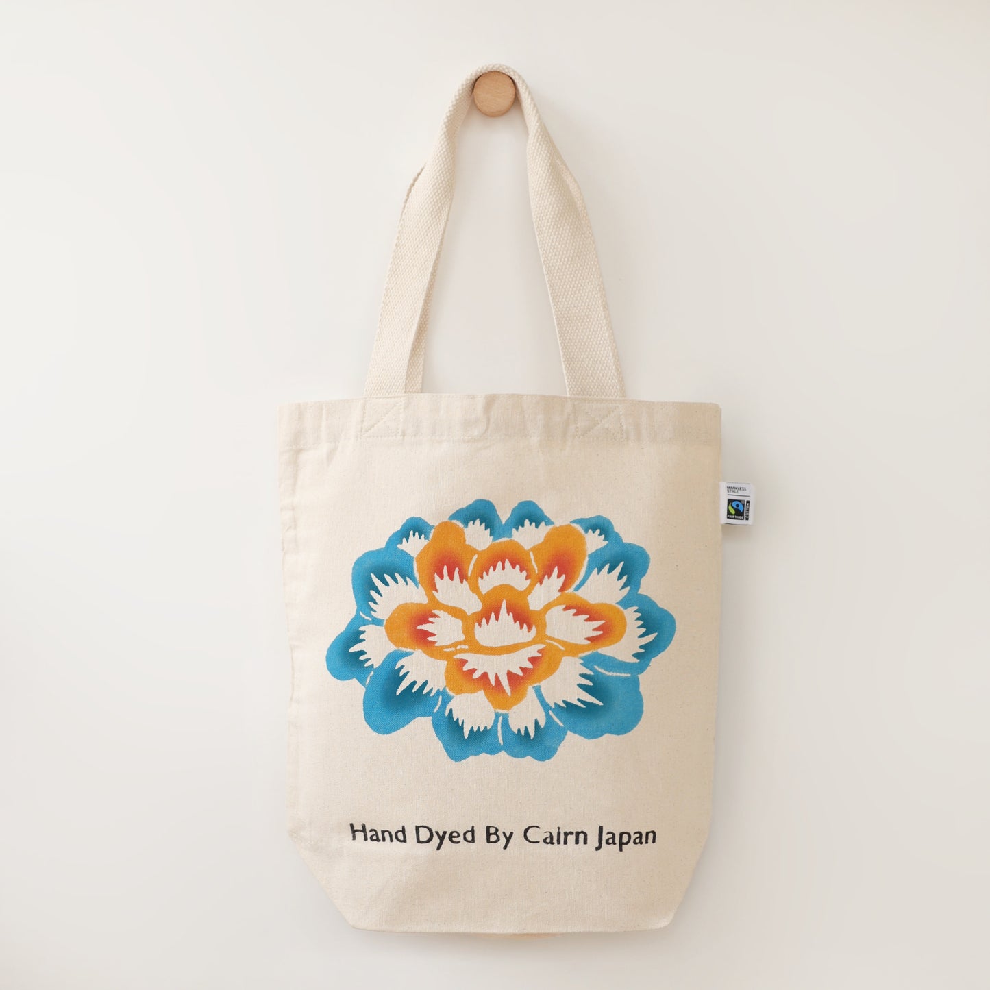 Fairtrade OrganicCotton Totebag PEONY - BLUE & YELLOW | 牡丹柄 - 藍と黄