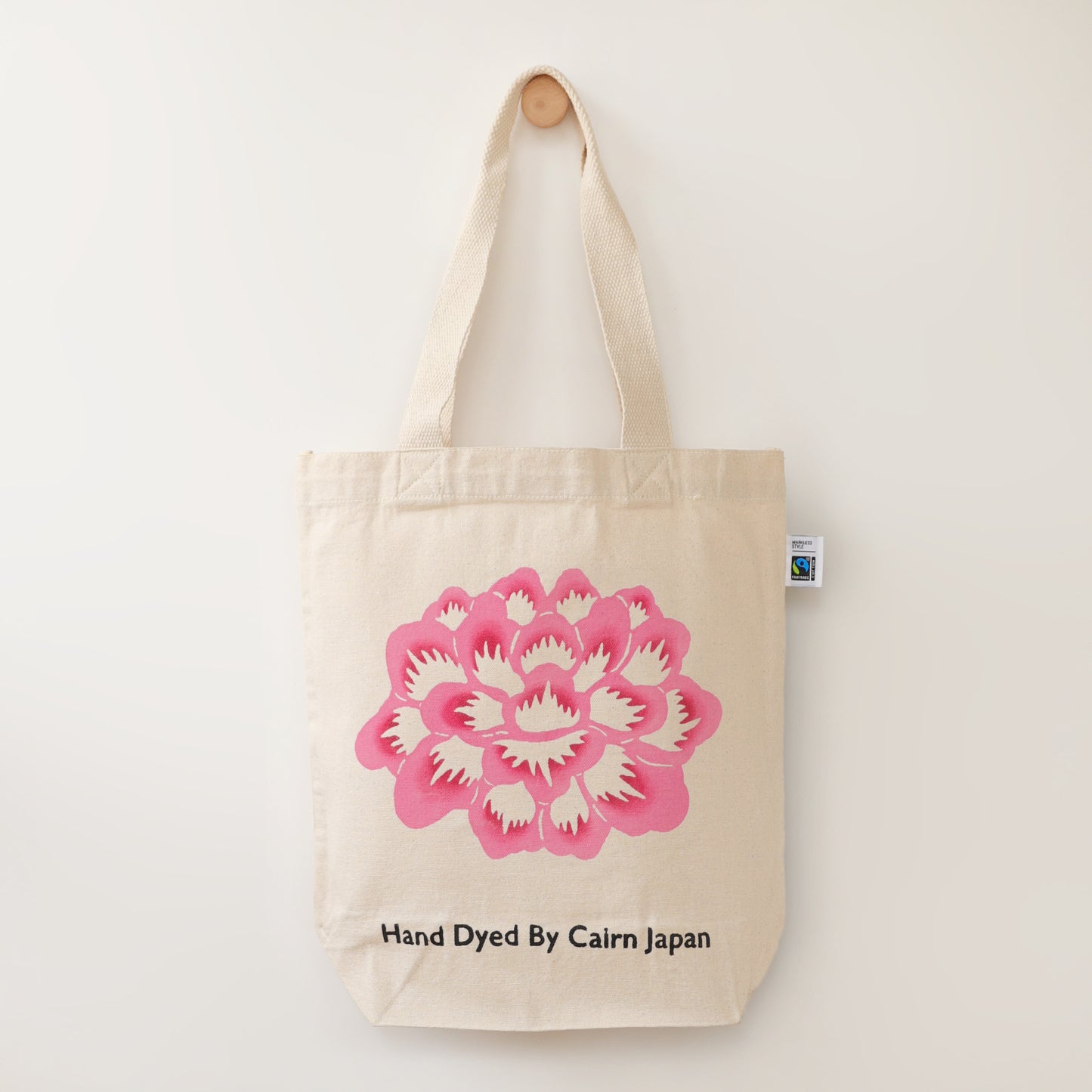 Fairtrade OrganicCotton Totebag PEONY - CHERRY PINK | 牡丹柄 - 桜色