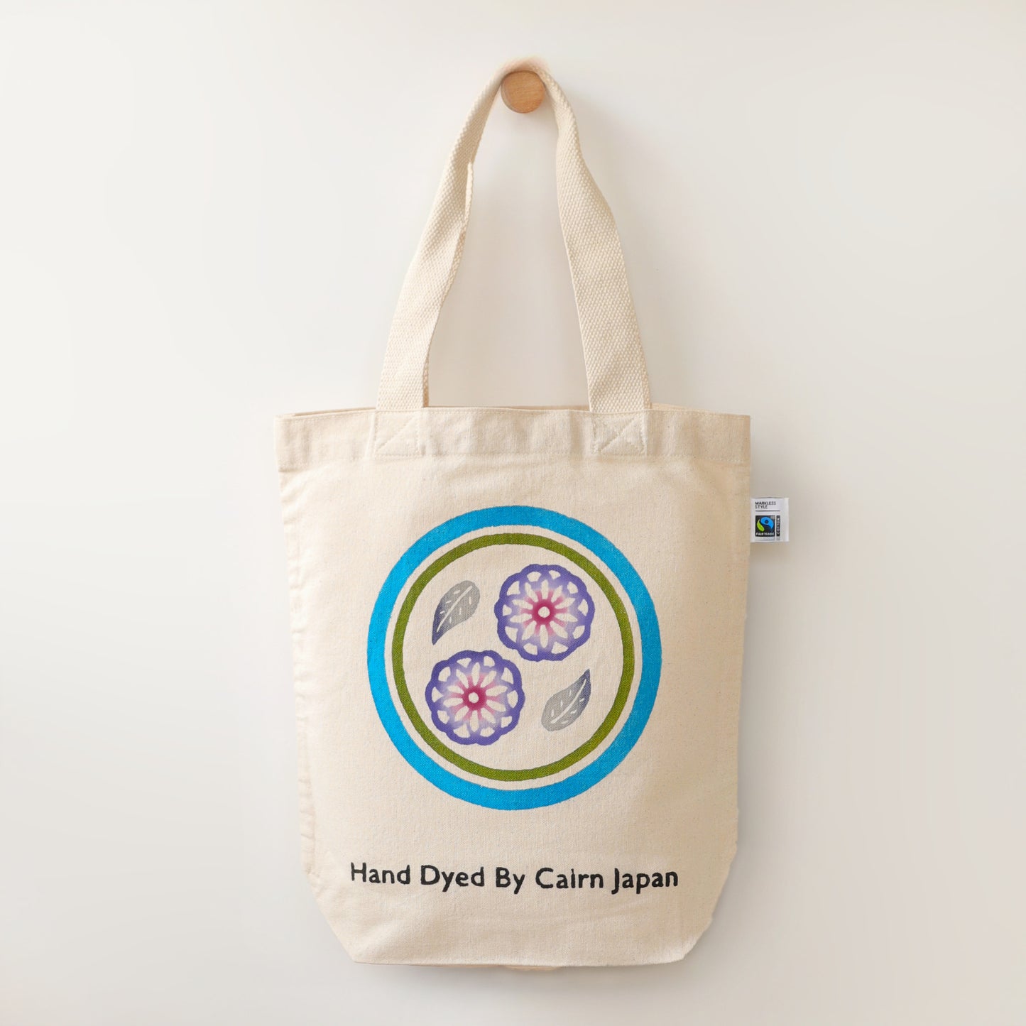 Fairtrade OrganicCotton Totebag CIRCLE & FLOWER - ULTRAMARINE & WISTERIA  |  丸紋花柄 - 群青と藤