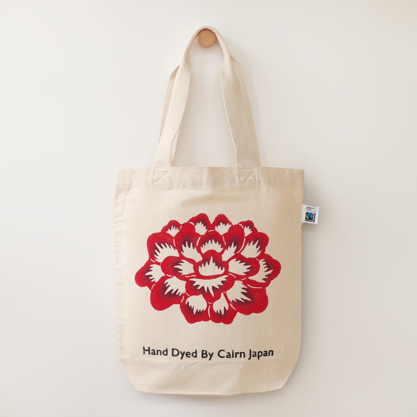 Fairtrade OrganicCotton Totebag　PEONY - VERMILION  |  牡丹柄 - 朱