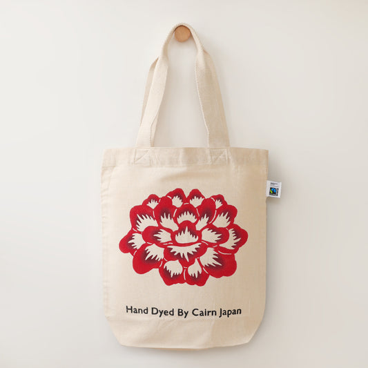 Fairtrade OrganicCotton Totebag　PEONY - VERMILION  |  牡丹柄 - 朱