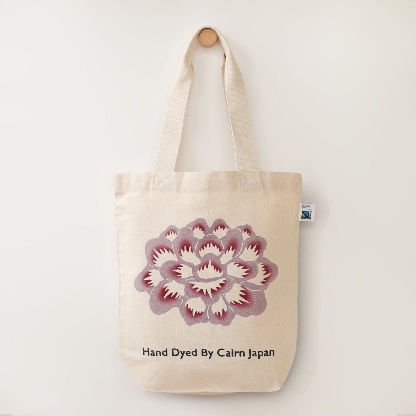 Fairtrade OrganicCotton Totebag　PEONY - REDDISH GRAY  |  牡丹柄 - 赤灰