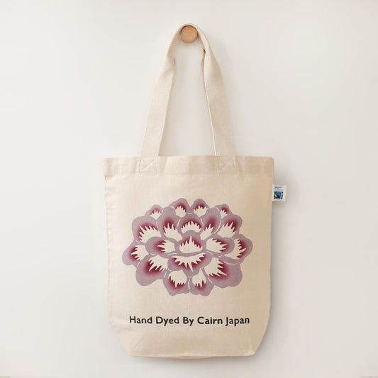 Fairtrade OrganicCotton Totebag　PEONY - REDDISH GRAY  |  牡丹柄 - 赤灰