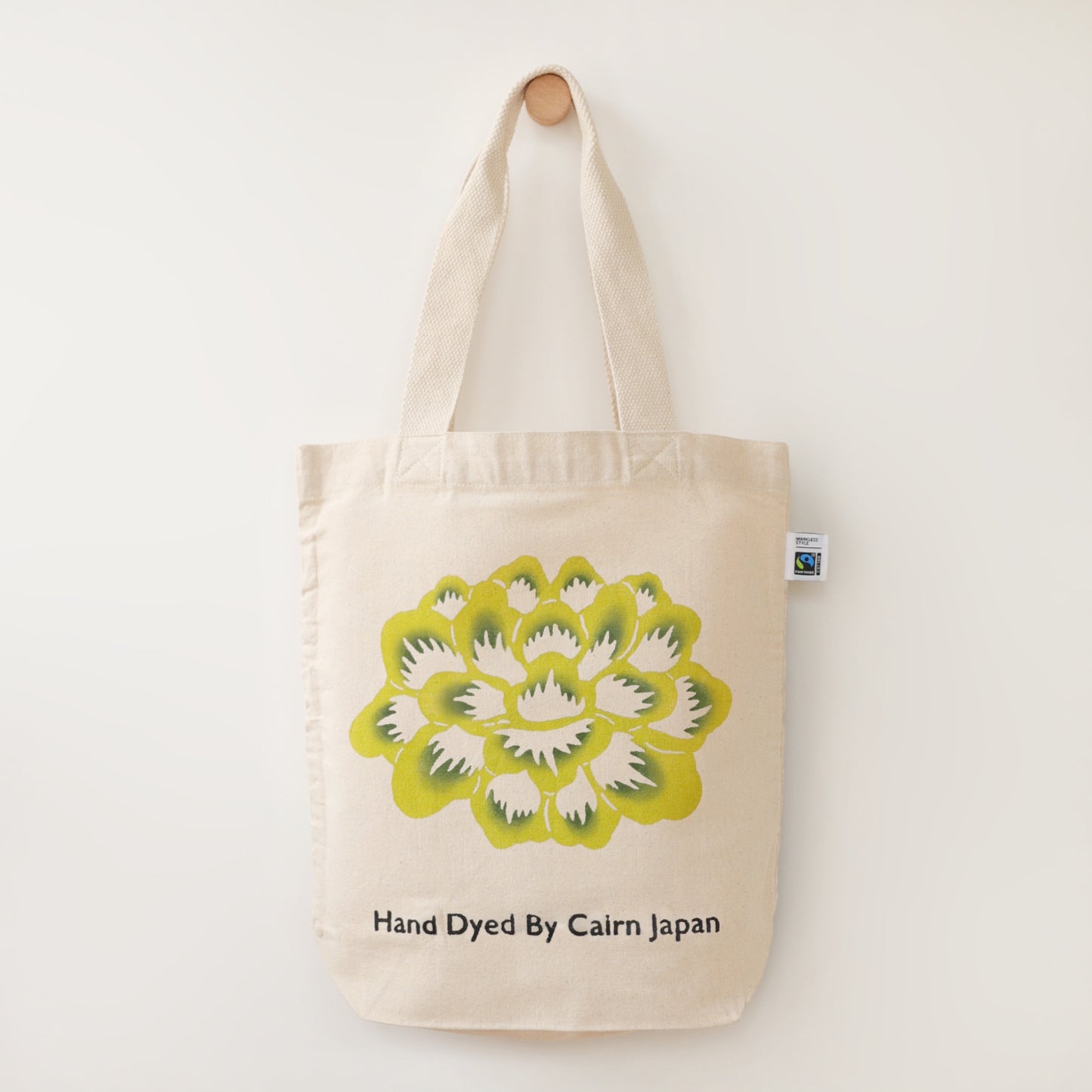 Fairtrade OrganicCotton Totebag　PEONY - BRIGHT GREEN  |  牡丹柄 - 若草