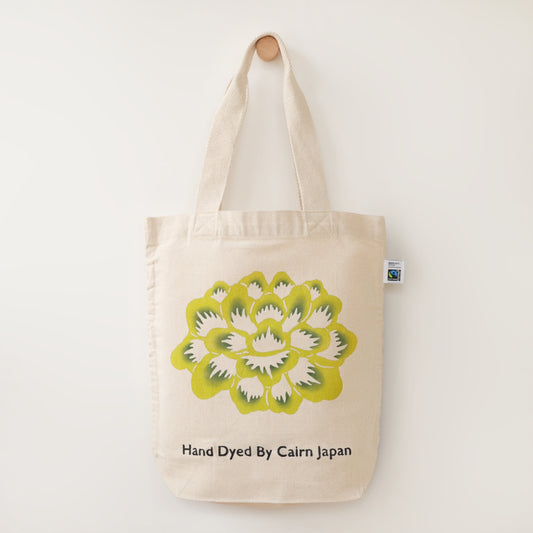 Fairtrade OrganicCotton Totebag　PEONY - BRIGHT GREEN  |  牡丹柄 - 若草