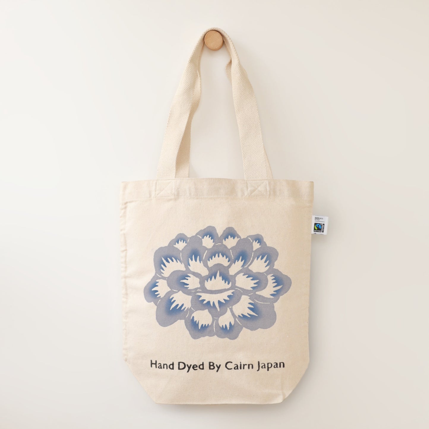 Fairtrade OrganicCotton Totebag　PEONY - BLUE GRAY  |  牡丹柄 - 青灰