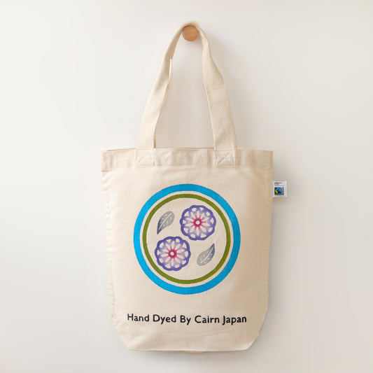 Fairtrade OrganicCotton Totebag　CIRCLE & FLOWER - ULTRAMARINE & WISTERIA  |  丸紋花柄 - 群青と藤